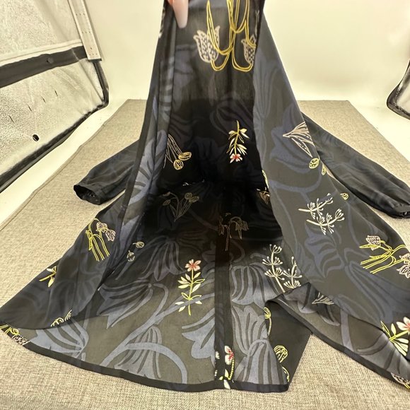 Ann Taylor LOFT Floral Dress Long Sleeve Blue Black Sz 4 Business‎ Work Event - Picture 8 of 15